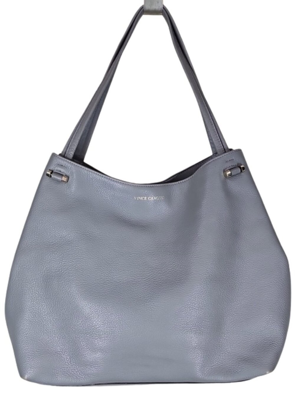 Vince Camuto Gray Pebbled Leather Slouchy Hobo Shoulder Tote Bag